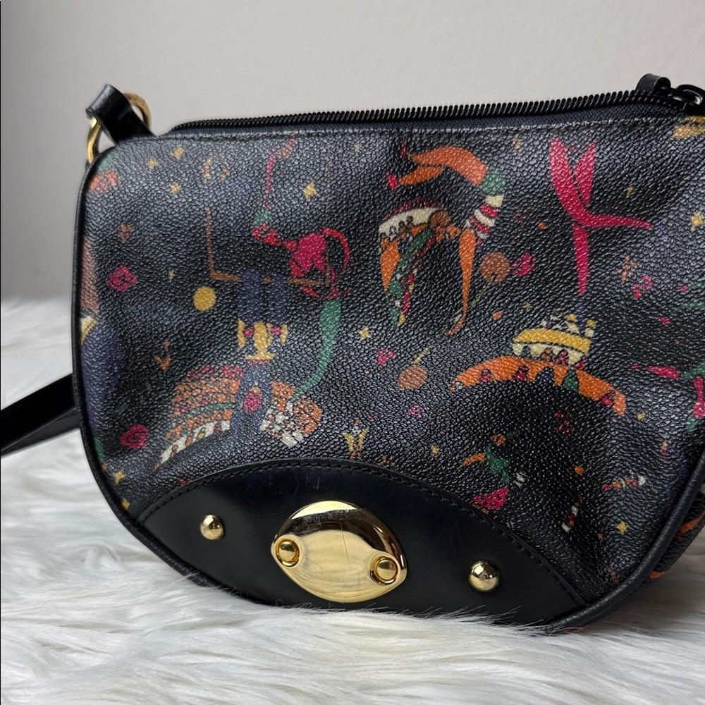 VTG Piero Guidi Black Crossbody Bag with Multicolor Print and Gold Hardware - Picture 5 of 8